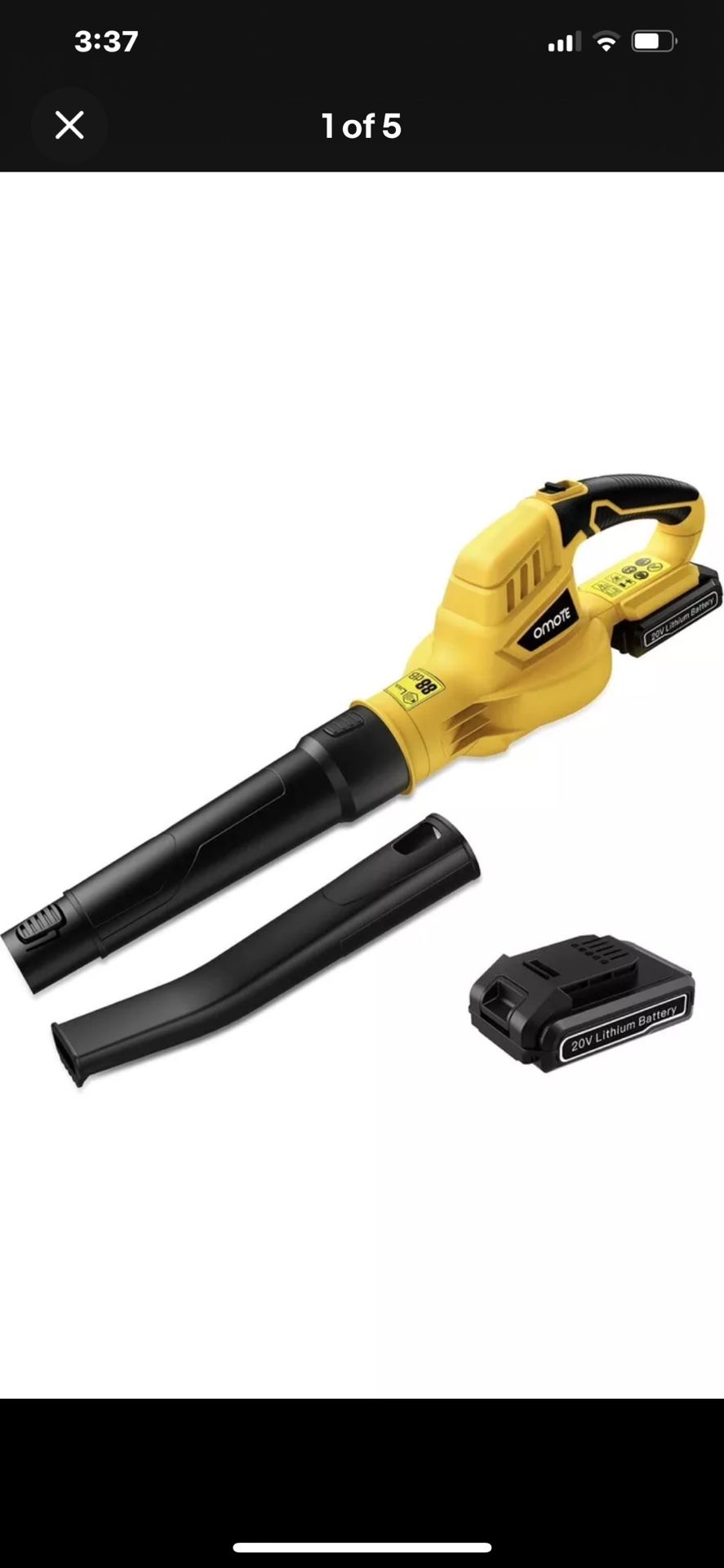 Omote Cordless Leaf Blower 20V 2.Ah Battery And Charger Included