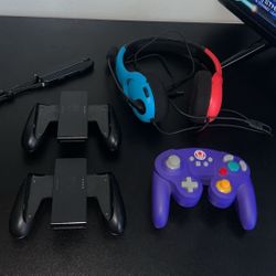 Power A GameCube Wireless Controller - Toad, 2 Joy-Con Grip Controllers And Gaming Headset For Switch/Lite/OLED