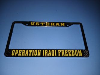 New Veteran Operation Iraqi Freedom Chrome Metal License Plate Frame
