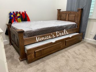 Twin Solid Wood Bed With Twin Trundle And Mattresses $700