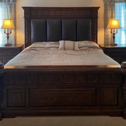 Beautiful KING size Bed With Leather Insert