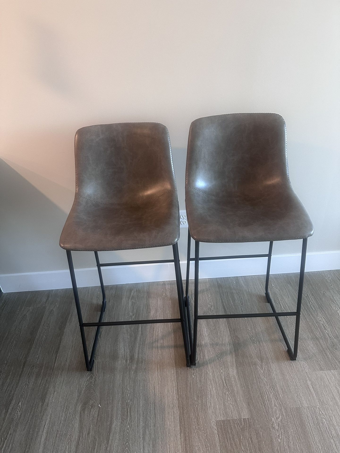 Grey Leather Bar Stools