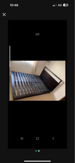 Dark Wood Bed Frame with Headboard