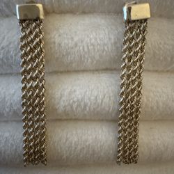 10k Yellow Gold Rope Chain Dangle Earrings