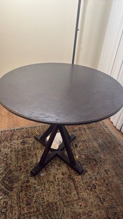 Round Black Wood Pedestal Dining Table