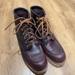 Red Wing Moc Toe Boots Black Cherry Size 10.5