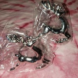 Napkin ring set of 2 (deer style) silver