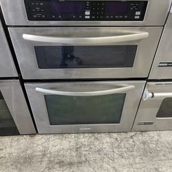 Kitchen Aid 30” Microwave Oven Combo In Stainless Steel Used