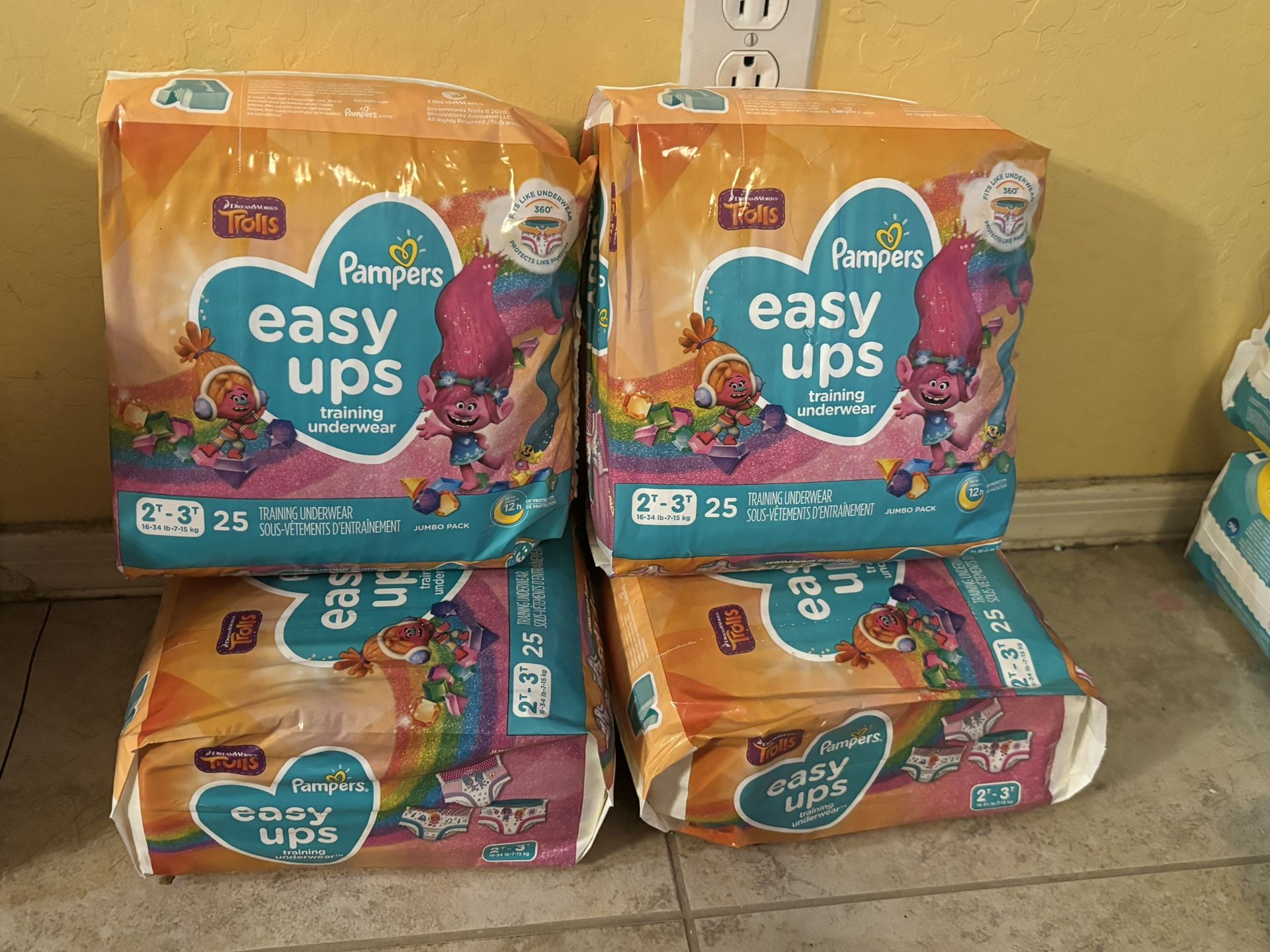 NEW! 4 Pampers Easy Ups Trolls Size 2T-3T