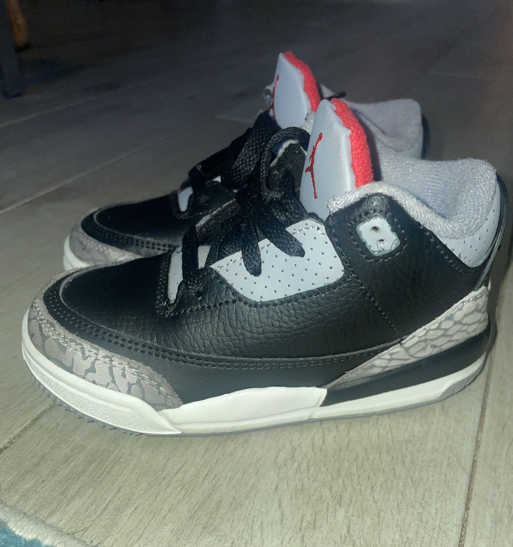 Nike Air Jordan 3 Retro Black Cement Toddler TD Size 9C 2024 DM0968-010 Sneakers