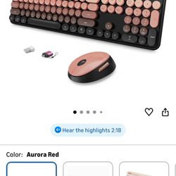  Full Size Keyboard With Mouse Combo Includes AA Battery ,  Retro Color 