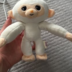 White Fingerling Monkey Plush With Pink Hair