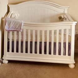 White Crib With Bed Rail