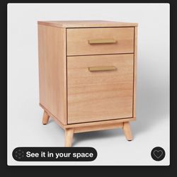 Set Of 2 Wood Mid Century File Cabinet Light Brown - Threshold™: Office Furniture, Vertical 2-Drawer, Desk Storage Solution