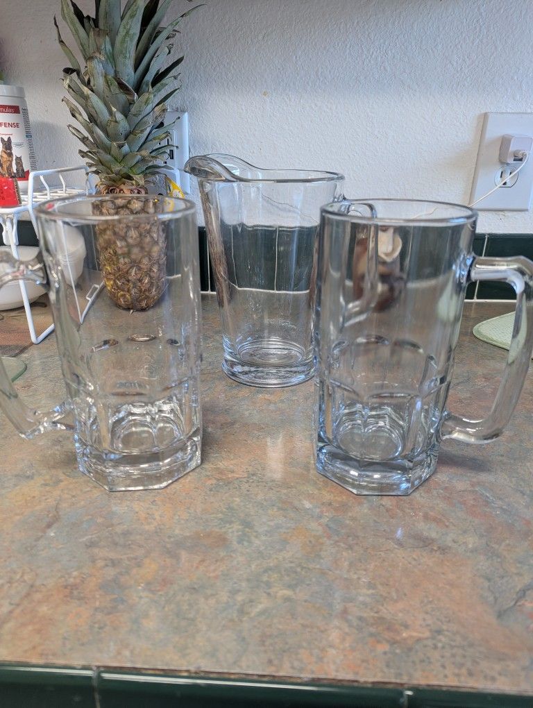Beer Mugs And Pitcher