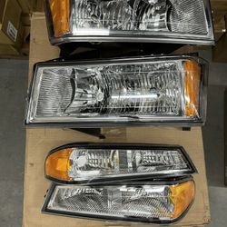 Headlights For 2008 To 2012 Chevy Colorado & Isuzu i280 i290 i350 4Pc; Chrome Housing With Amber 