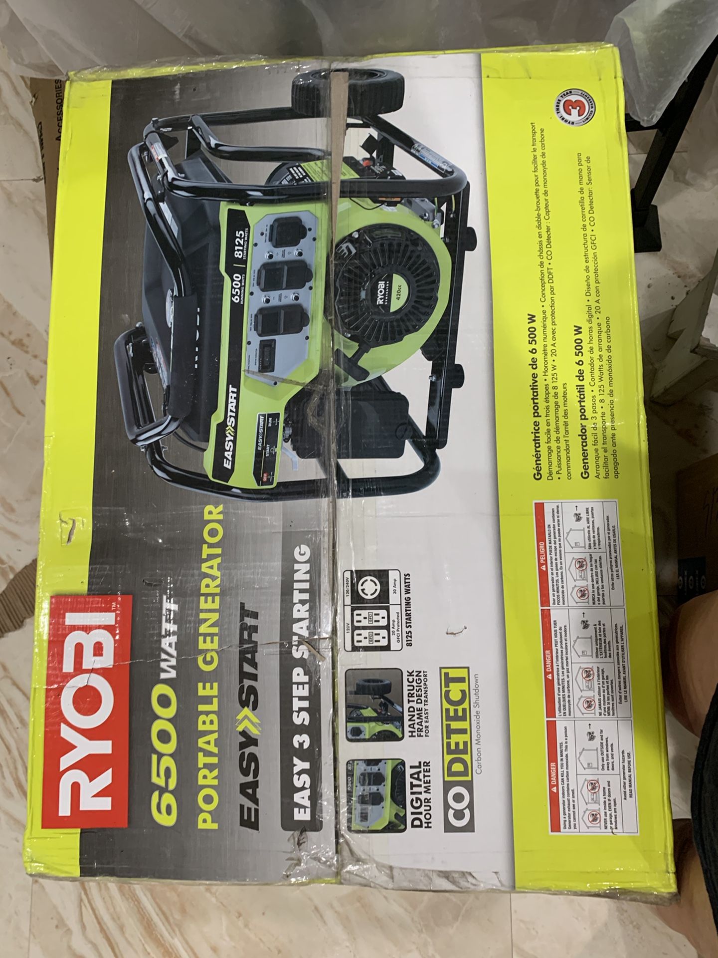 Ryobi 6500 watt Portable generator - Brand new in the box never opened