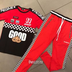 Checkered track pants + shirt