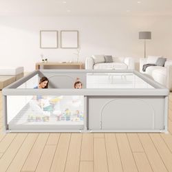 Extra Large Baby Playpen 79x79 - Indoor/Outdoor Mesh Play Yard