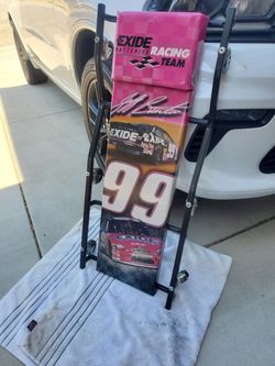 Vintage Nascar Driver Jeff Burton exide batteries mechanics creeper 