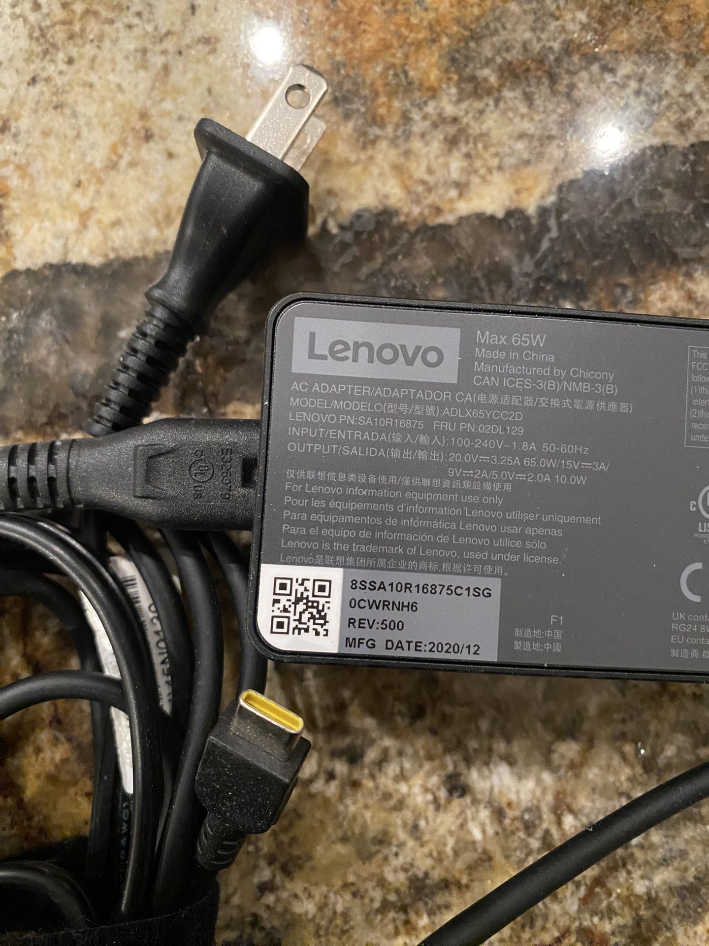 lenovo usb-c power adapter 65w laptop notebook