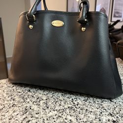 COACH Black Leather Bag HANDBAG w/ Strap NEW