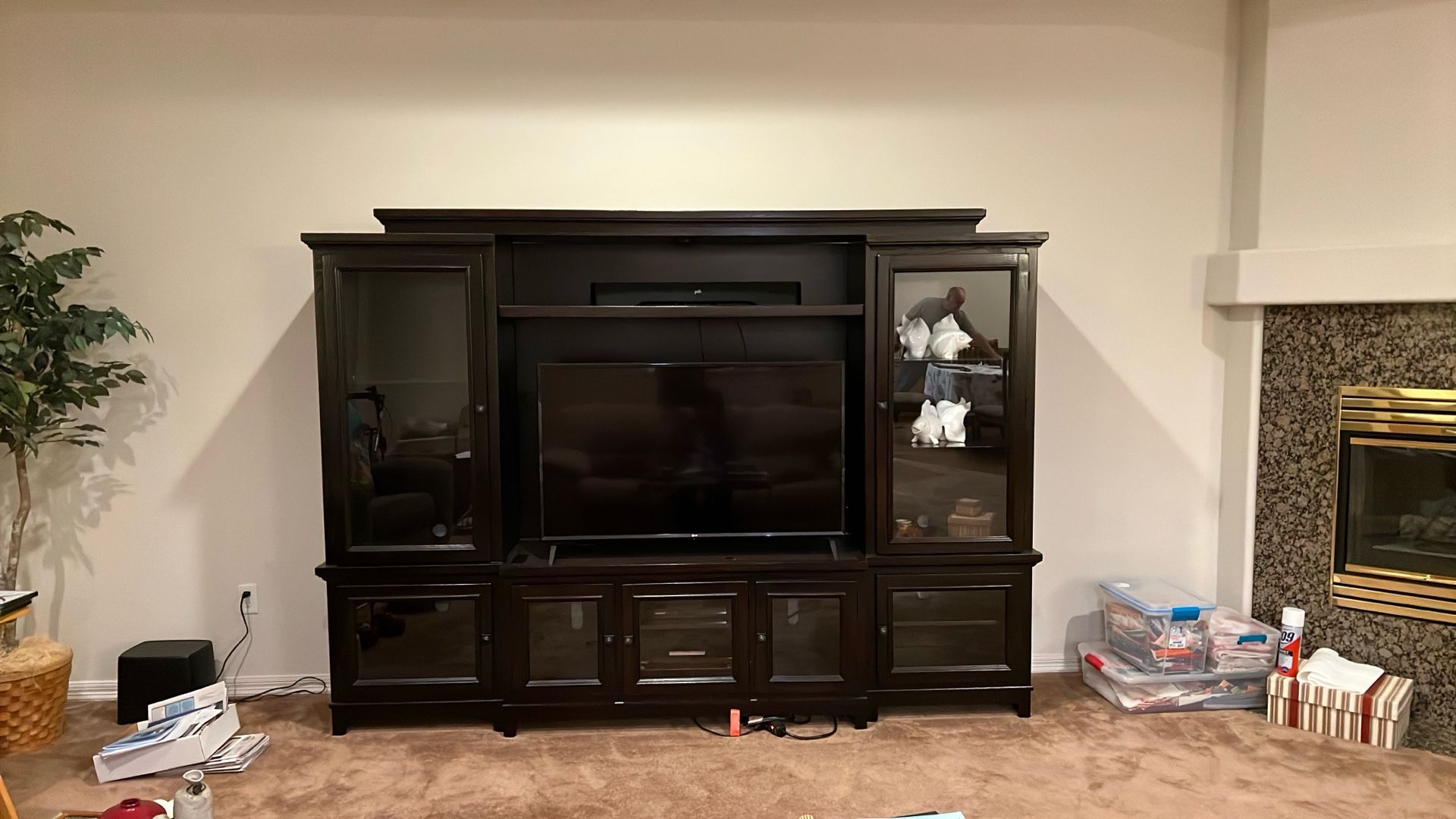 Modern Wall Unit Black Entertainment  Center