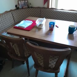 Dining Table With Bench Seating That Doubles For Storage With 2 Chairs