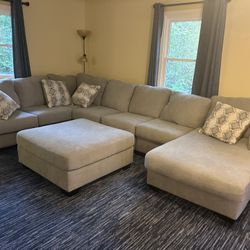 Ashley Keener Sectional with Chaise and Oversized Ottoman
