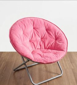 Pink Faux Fur Saucer Chair / Folding Moon Chair - Great Condition!