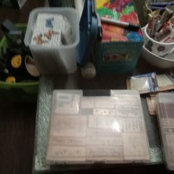 Yard Sale Rubber Stamps And Ink Pads And Ink Bottles