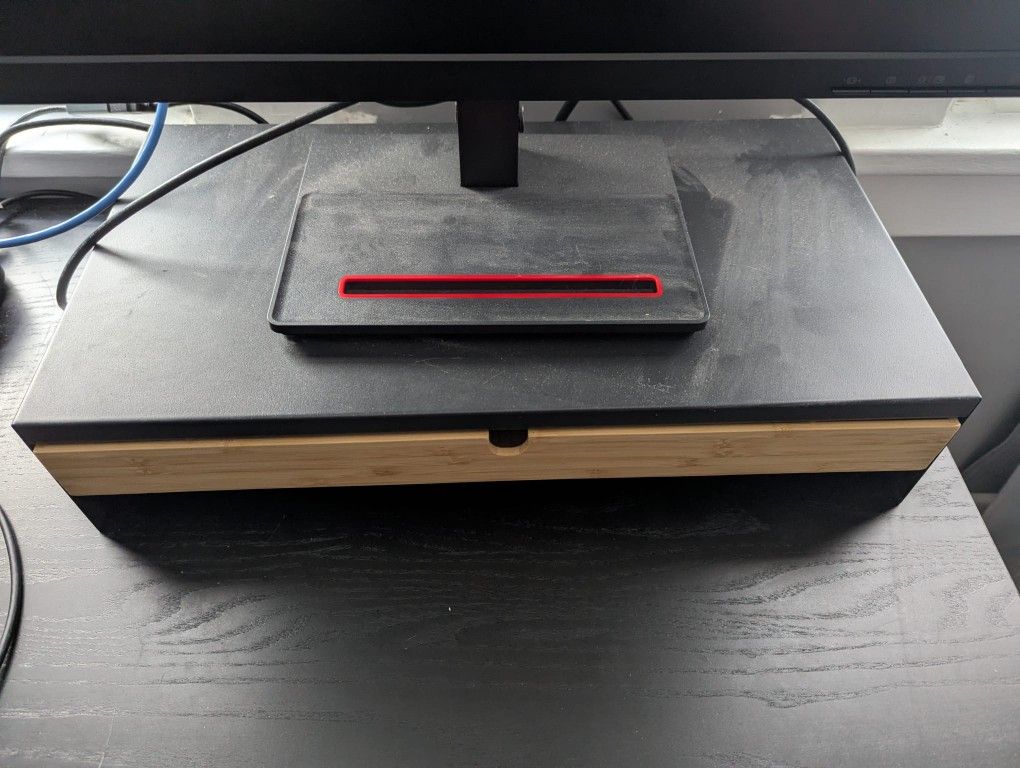 IKEA ELLOVEN Monitor Stand with Drawer, Anthracite