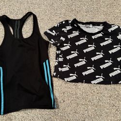 2 Juniors Large Athletic Shirt- 1 Tank & 1 Puma cropped 