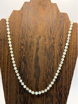 Vintage 6mm Pale Green Jade Bead Necklace 22”