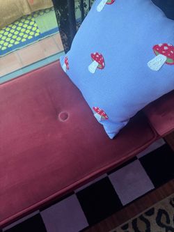 Crocheted Mushroom Denim Sofa Pillows (2)