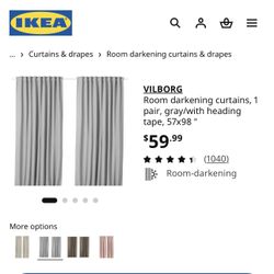 IKEA VILBORB Room Darkening Curtains, 57x98, 2 Pairs (4 Panels). $80 Or Best Offer. 