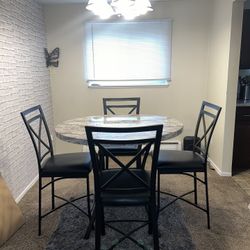 Marble Circle Table W/ 4 Chairs