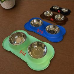 Pet Feeding Bowls Set New