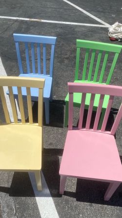 Set of 4 Colorful Wooden Kids Chairs