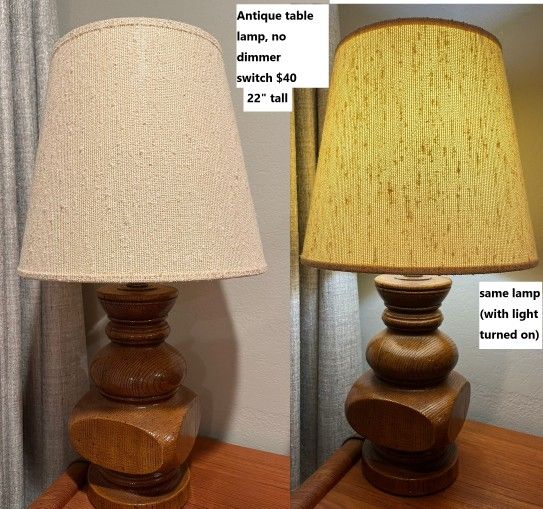 Classic bedside or table lamp with wooden base and lampshade