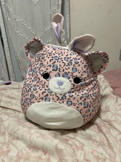 Squishmallow Pink bunny Leopard Print Plush