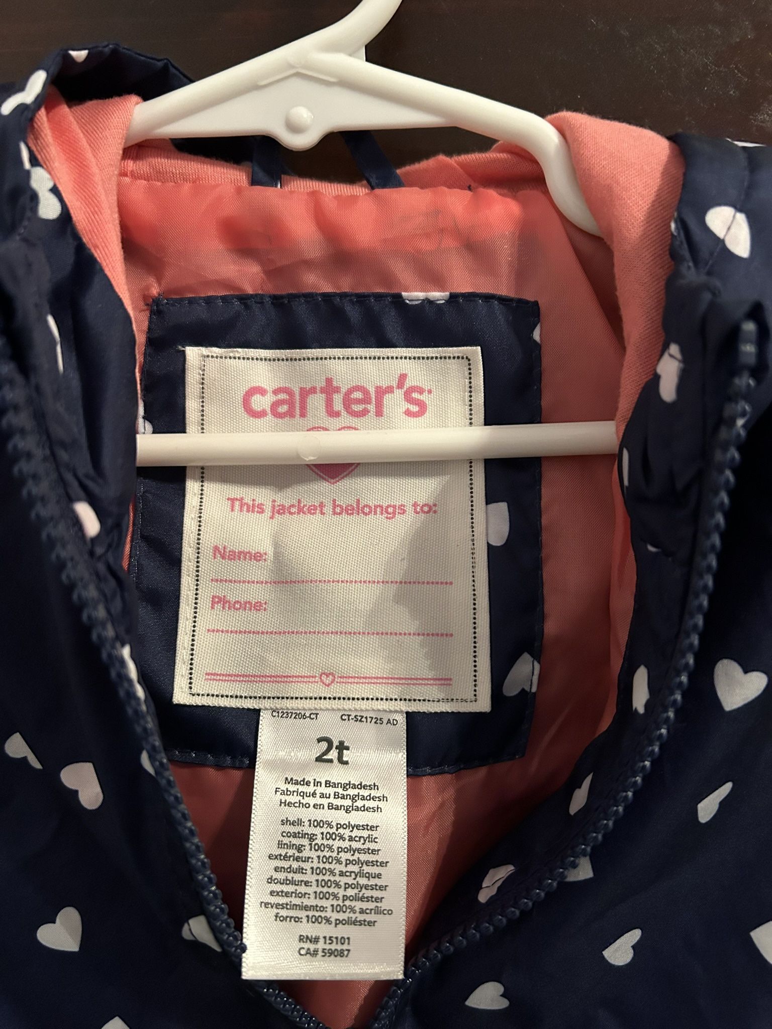 Carters Girls Winder Breaker 2T