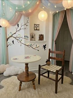 Antique Childs Chair and Pedestal table
