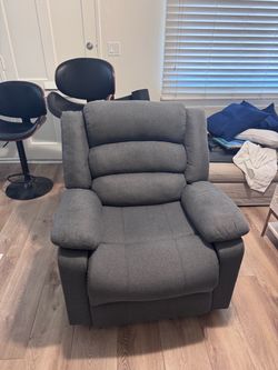 Gray Fabric Recliner Armchair