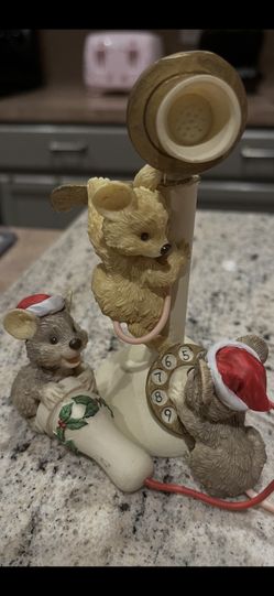 Vintage 1995 Roman3 Mice Talking on Vintage Telephone 