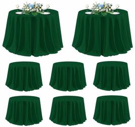 Sancua 120 Inch Round Tablecloth, 8 Pack Hunter Green - Circle Polyester Fabric Table Cloth For Chiristmas Party Reception Banquet Birthday, Washable