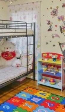 Colorful wooden kids room organizer