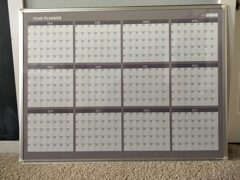 Dry Erase 12 month White Board Planner Calendar