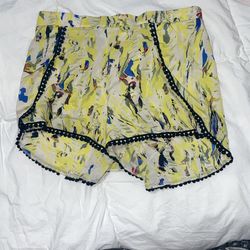 Abstract Print Yellow Shorts