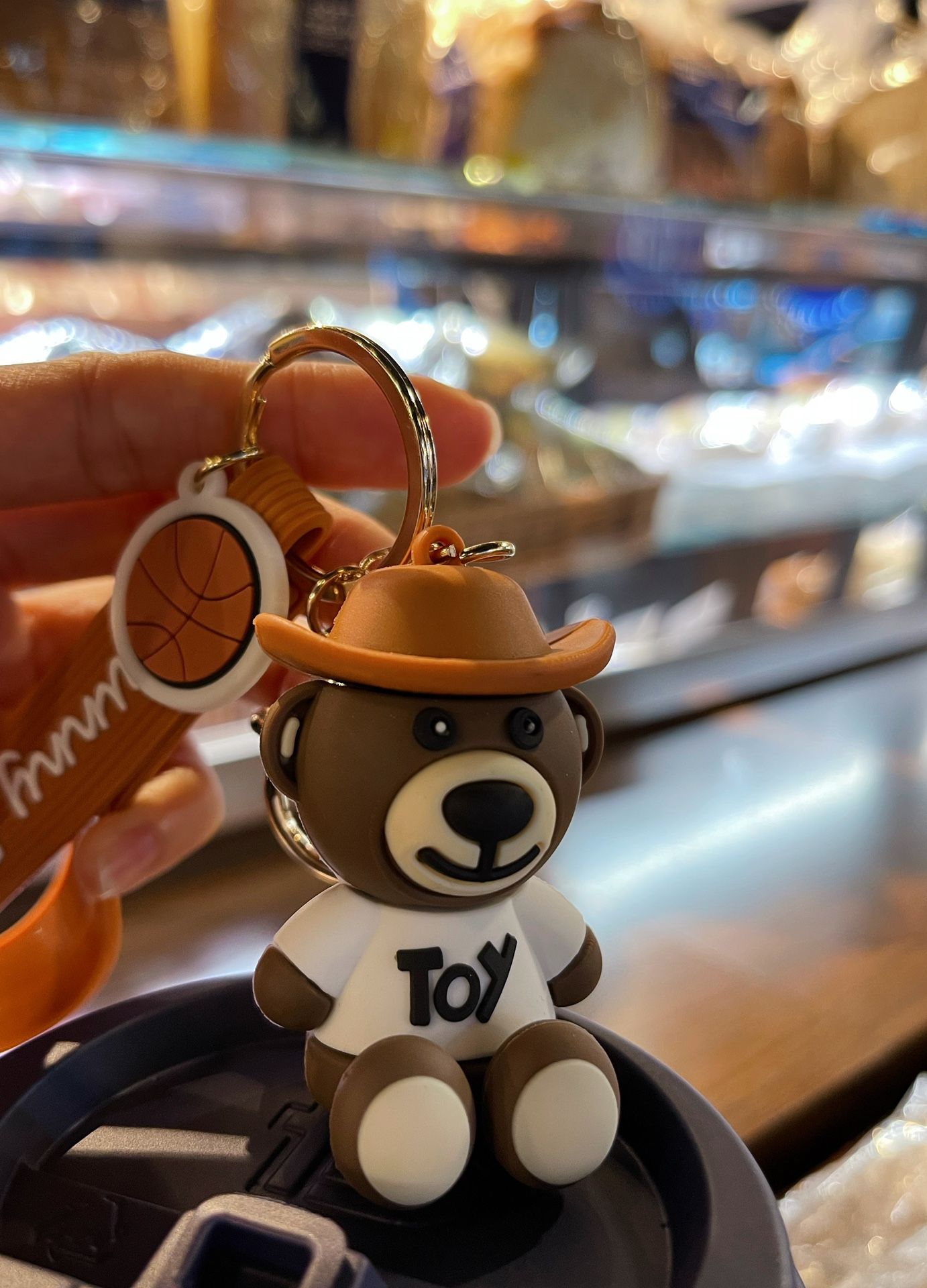 Sunny Boy Basketball Baseball Black Hat Teddy Bear Key chain Purse Backpack Pendant
